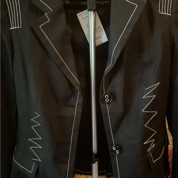 “RED” Black Blazer with White Stitching - Picture 2 of 8